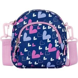 Choco Mocha Little Girls Crossbody Bag Toddler Purse - Heart-navy Blue